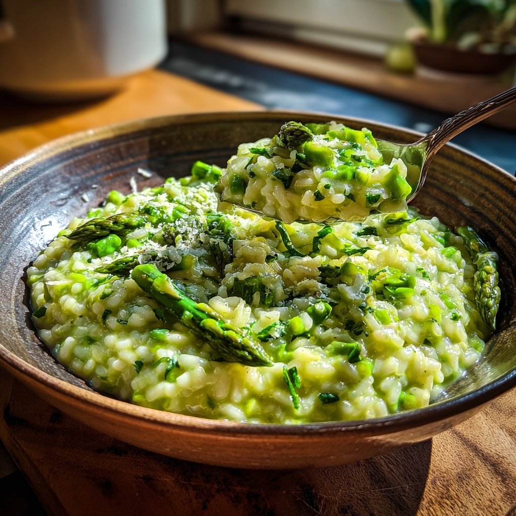 Grüner Spargel Risotto Cremig