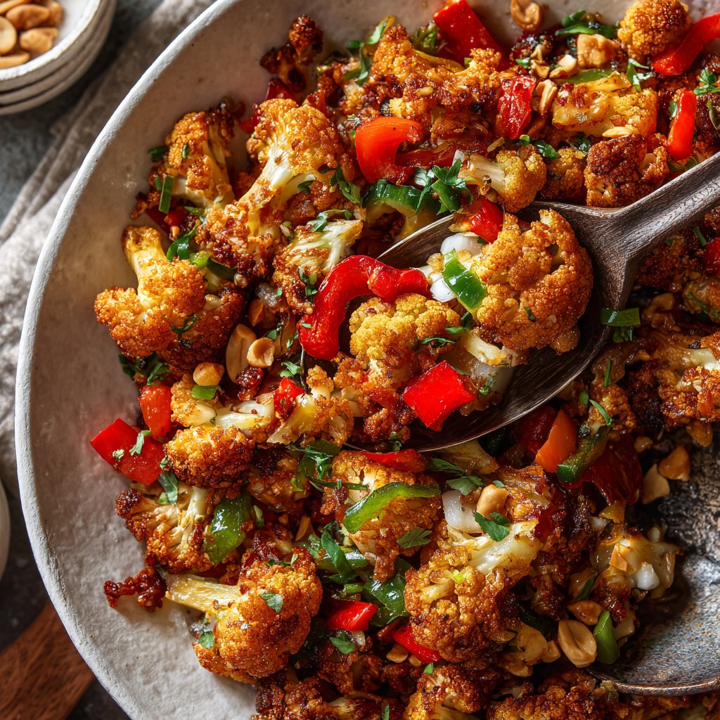Blumenkohlpfanne mit Erdnüssen